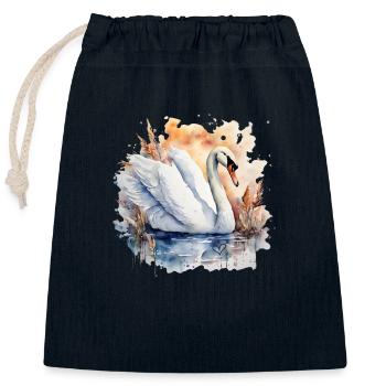 Cygne animal de puissance - Sac cadeau en coton avec cordon (25 x 30 cm) - bleu marine - Devant