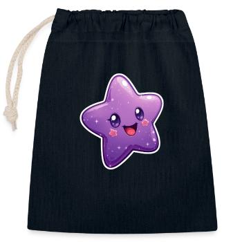 Star - Closable cotton gift bag (25x30cm) - navy - Front