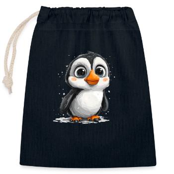 Süßer Pinguine Süß Baby Tier Südpol Pinguin - Verschließbarer Geschenkbeutel aus Baumwolle (25x30cm) - Navy - Vorne