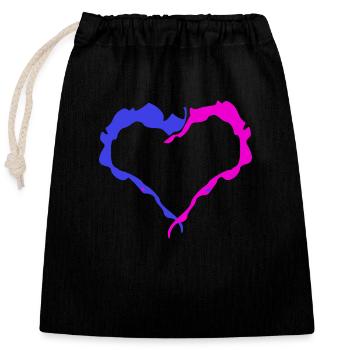 Pink & Blue Heart - Closable cotton gift bag (25x30cm) - black - Front