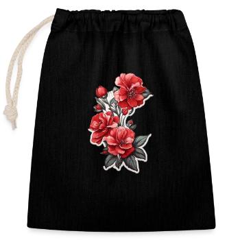 Schöne Rote Blume - Verschließbarer Geschenkbeutel aus Baumwolle (25x30cm) - Schwarz - Vorne