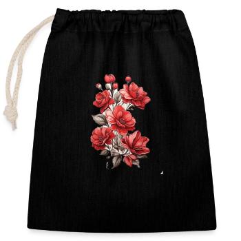 Schöne Rote Blume - Verschließbarer Geschenkbeutel aus Baumwolle (25x30cm) - Schwarz - Vorne