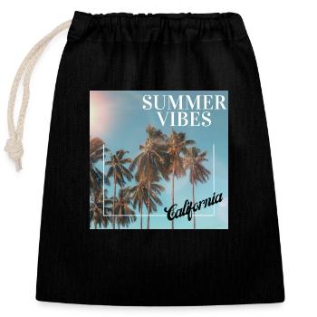 Summer Vibes - Verschließbarer Geschenkbeutel aus Baumwolle (25x30cm) - Schwarz - Vorne