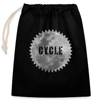 Balade à vélo sur la lune - Sac cadeau en coton avec cordon (25 x 30 cm) - noir - Devant