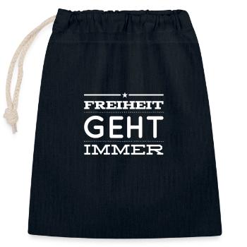 J’aime la liberté - Sac cadeau en coton avec cordon (25 x 30 cm) - bleu marine - Devant