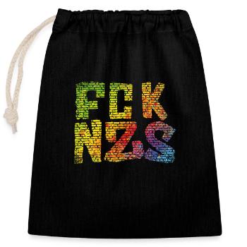 FCK NZS - Closable cotton gift bag (25x30cm) - black - Front