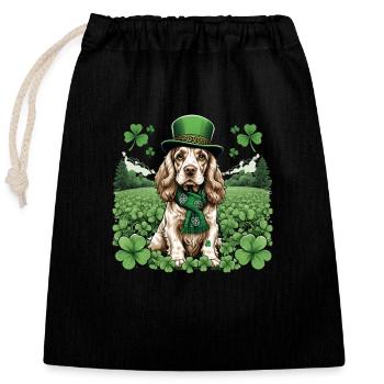 Irish Setter St. Patrick's Day Green Hat Pup - Verschließbarer Geschenkbeutel aus Baumwolle (25x30cm) - Schwarz - Vorne