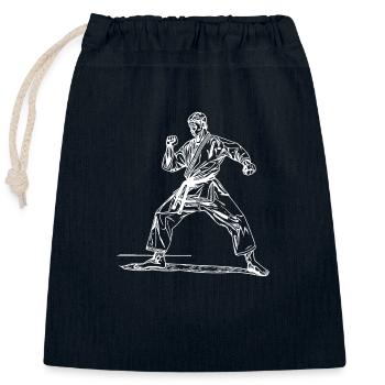 Entraîneur de judo en pose de combat - Sac cadeau en coton avec cordon (25 x 30 cm) - bleu marine - Devant