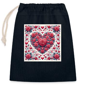 Happy Valentines Day - Closable cotton gift bag (25x30cm) - navy - Front