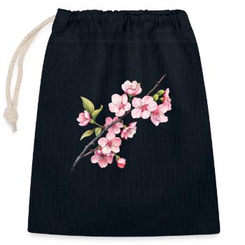 Sakura Spring - Closable cotton gift bag (25x30cm) - navy - Front