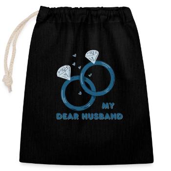 My Dear husbans - Closable cotton gift bag (25x30cm) - black - Front