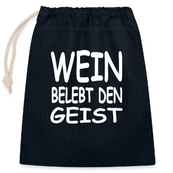 Wein - Verschließbarer Geschenkbeutel aus Baumwolle (25x30cm) - Navy - Vorne