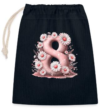 N ° 8 eit numérique fond numéro vecteur signe tal - Sac cadeau en coton avec cordon (25 x 30 cm) - bleu marine - Devant