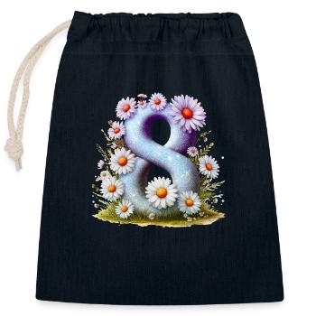 N ° 8 eit numérique fond numéro vecteur signe tal - Sac cadeau en coton avec cordon (25 x 30 cm) - bleu marine - Devant