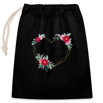 The bride's team floral heart-matching tshirt - Closable cotton gift bag (25x30cm) - black - Front