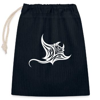 Tribal Dancer Manta Ray Style Diver Fan Tattoo - Closable cotton gift bag (25x30cm) - navy - Front