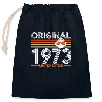 1973 - Closable cotton gift bag (25x30cm) - navy - Front
