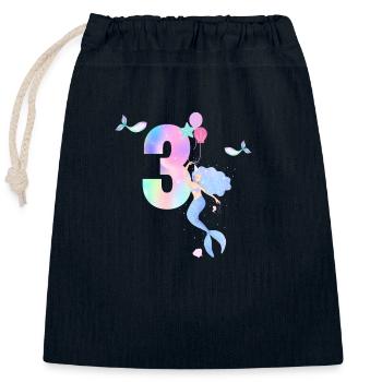3rd Anniversary Mermaid - Closable cotton gift bag (25x30cm) - navy - Front
