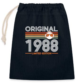1988 - Closable cotton gift bag (25x30cm) - navy - Front