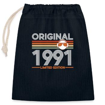 1991 - Closable cotton gift bag (25x30cm) - navy - Front