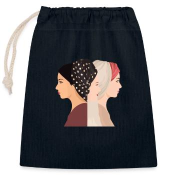 Les trois femmes - Sac cadeau en coton avec cordon (25 x 30 cm) - bleu marine - Devant