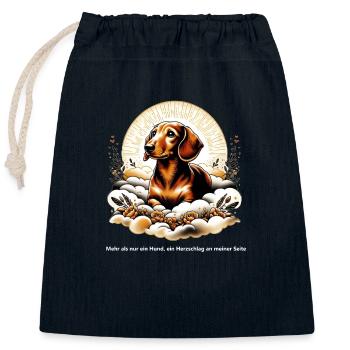 Gestion du deuil du teckel Rainbow Bridge - Sac cadeau en coton avec cordon (25 x 30 cm) - bleu marine - Devant
