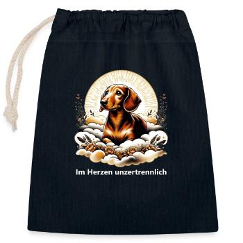 Dachshund Rainbow Bridge - Closable cotton gift bag (25x30cm) - navy - Front