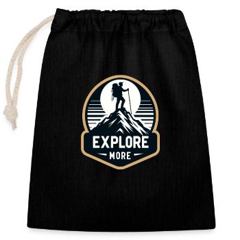 Explore more - Wanderer - Closable cotton gift bag (25x30cm) - black - Front