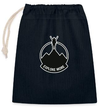 Explore more - Wanderer - Closable cotton gift bag (25x30cm) - navy - Front