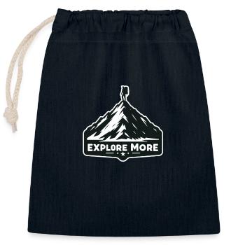 Explore more - Wanderer - Closable cotton gift bag (25x30cm) - navy - Front