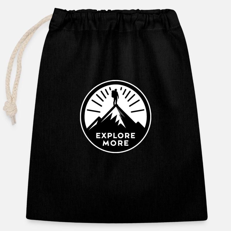 Explore more - Wanderer - Closable cotton gift bag (25x30cm) - black