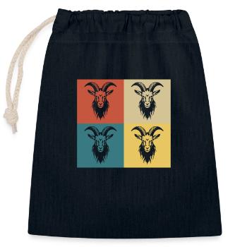 Retro Vintage Goat - Closable cotton gift bag (25x30cm) - navy - Front