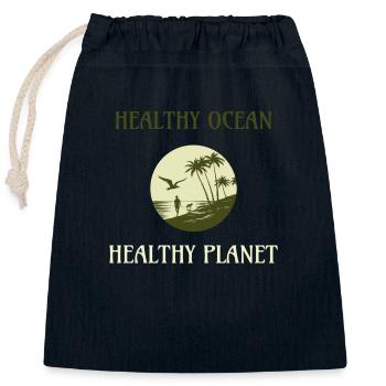 Marine Conservation - Closable cotton gift bag (25x30cm) - navy - Front