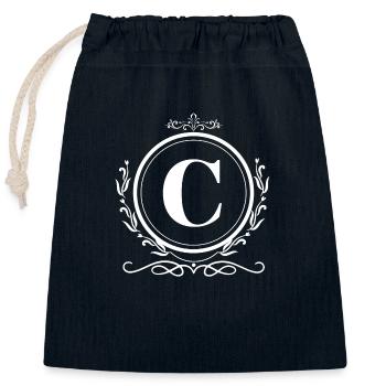 Letter C Decoration - Closable cotton gift bag (25x30cm) - navy - Front