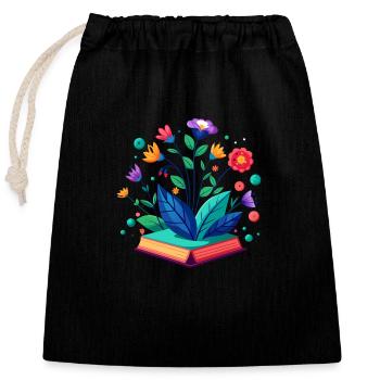 « Fusion enchanteresse : un étalage littéraire - Sac cadeau en coton avec cordon (25 x 30 cm) - noir - Devant