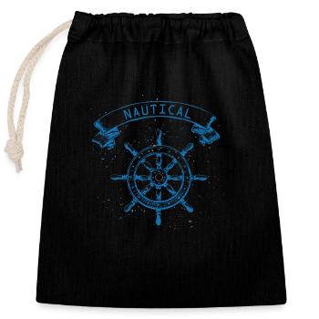 nautical, marine, sailboat - Closable cotton gift bag (25x30cm) - black - Front