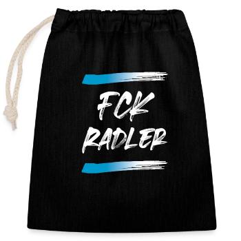 FCK Radler - Verschließbarer Geschenkbeutel aus Baumwolle (25x30cm) - Schwarz - Vorne