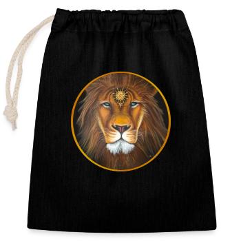 LION - Sac cadeau en coton avec cordon (25 x 30 cm) - noir - Devant
