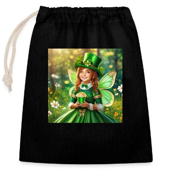 St. Patricks Fee - Verschließbarer Geschenkbeutel aus Baumwolle (25x30cm) - Schwarz - Vorne