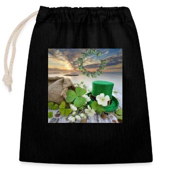 St. Patrick's Day - Verschließbarer Geschenkbeutel aus Baumwolle (25x30cm) - Schwarz - Vorne
