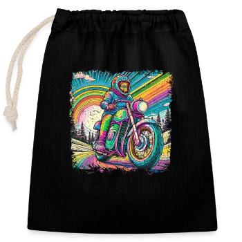 Berge im psychedelischem Biker-Rausch - Verschließbarer Geschenkbeutel aus Baumwolle (25x30cm) - Schwarz - Vorne