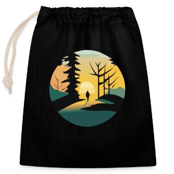 Sunrise in the forest - Closable cotton gift bag (25x30cm) - black - Front