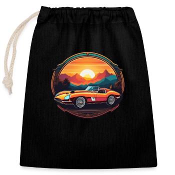 Oldtimer Sonnenuntergang - Verschließbarer Geschenkbeutel aus Baumwolle (25x30cm) - Schwarz - Vorne