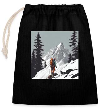 Bergsteigen - Verschließbarer Geschenkbeutel aus Baumwolle (25x30cm) - Schwarz - Vorne