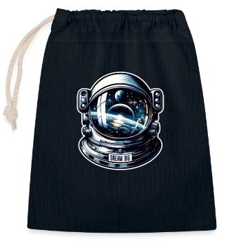 Dream Big - Astronaut Illustration - Closable cotton gift bag (25x30cm) - navy - Front
