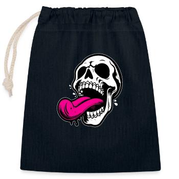 Crâne - Sac cadeau en coton avec cordon (25 x 30 cm) - bleu marine - Devant
