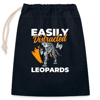 Léopard Chasse Gros Chat Animal - Sac cadeau en coton avec cordon (25 x 30 cm) - bleu marine - Devant