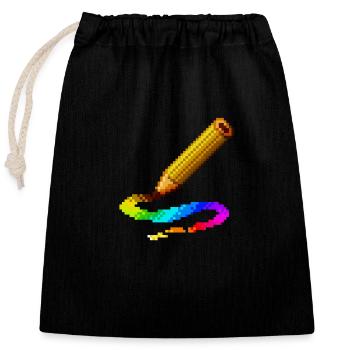 Regenbogen-Bleistift-Farb-Aktzeichnungsillustration - Verschließbarer Geschenkbeutel aus Baumwolle (25x30cm) - Schwarz - Vorne