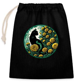 Souci chat noir - Sac cadeau en coton avec cordon (25 x 30 cm) - noir - Devant