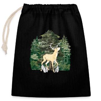 Wald Waldbewohner Hirsch Elch Schweden Geweih Wild - Verschließbarer Geschenkbeutel aus Baumwolle (25x30cm) - Schwarz - Vorne